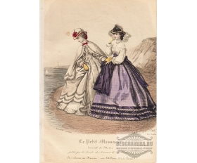 1863 год. Прогулка по берегу моря, гравюра, акварель