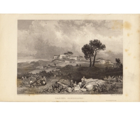 1832 год. Гравюра, офорт, Кастель-Гандольфо, Италия
