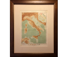 1898 год. Италия, старинная карта в обрамлении