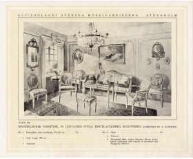 1910-20 гг. Комплект мебели в интерьере, старинная реклама