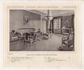 1910-20 гг. Комплект мебели в интерьере, старинная реклама