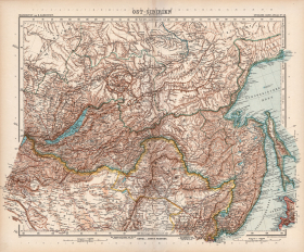 1903 год. Карта Сибири от Иркутска до Сахалина и Владивостока