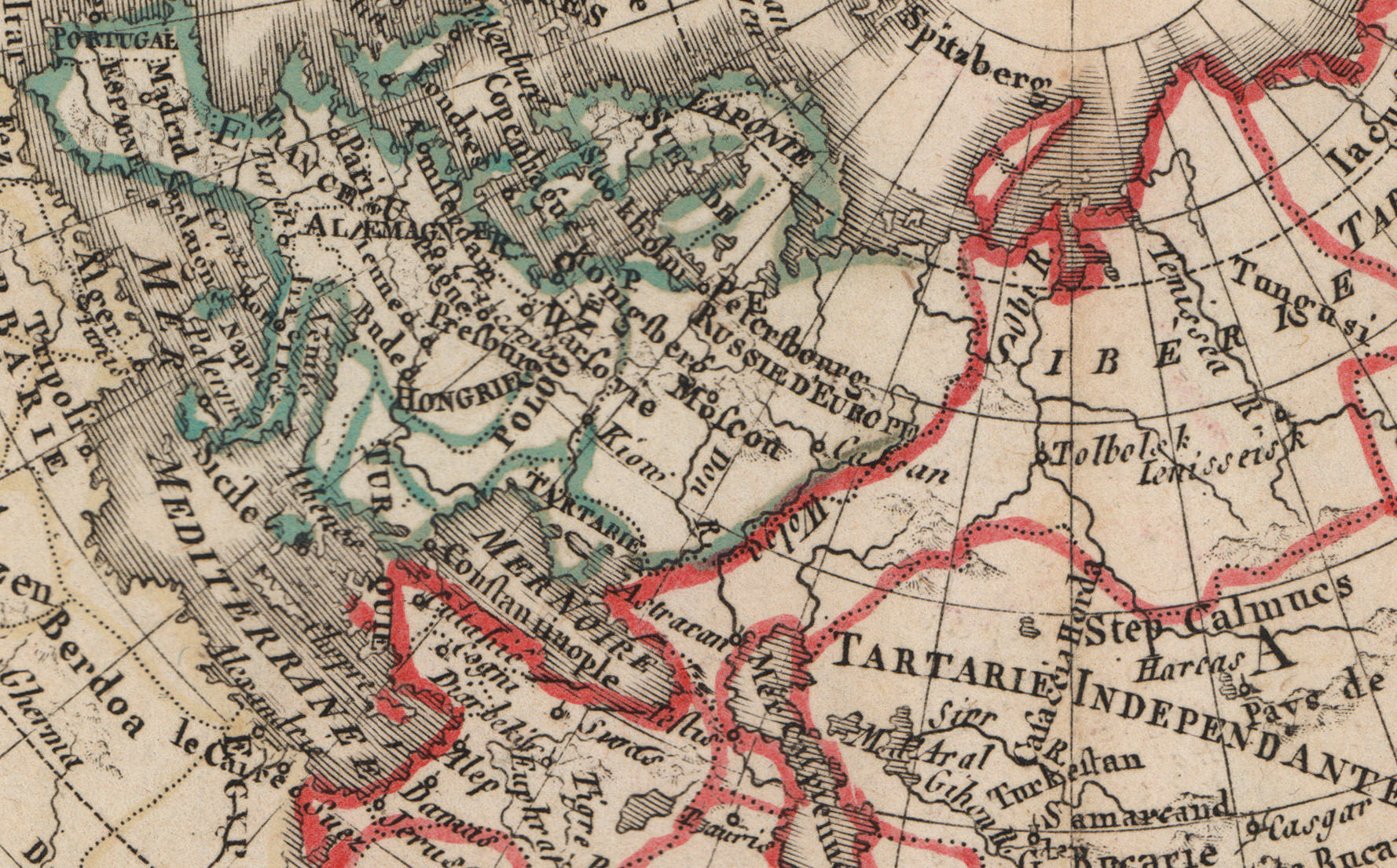 Карта северного полушария Земли картографа Ригобера Бонне, 1787 год