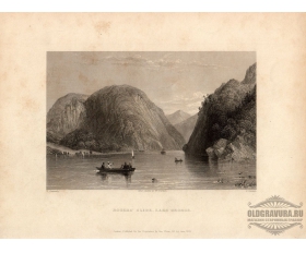 1839 год. Старинная гравюра Морской пейзаж
