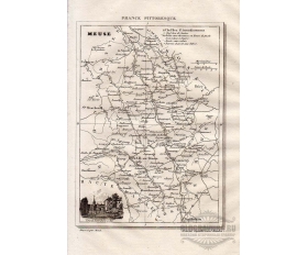 1835 год. Антикварная карта Франция Маас