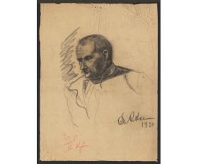 1920 год. Д.Ахманов, графика, уголь, Портрет мужчины