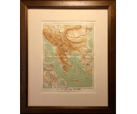 1898 год. Балканский полуостров, карта в раме
