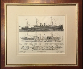 1902 год. Гравюра Пассажирский пароход Хафель
