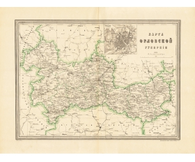1871 год. Карта Орловской Губернии с планом города Орла