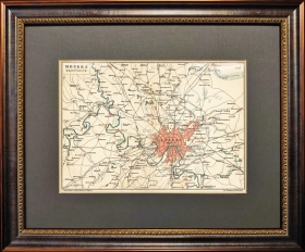 1910-е гг. Москва и окрестности, старинная карта И.Кадушина
