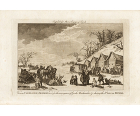 1770-е гг. Виды саней в России зимой, антикварная гравюра