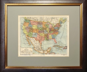 1909 год. Карта США и Мексика, картогр. зав. Ильина