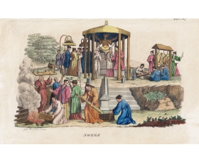 1842 год. Свадебный обряд в Японии, гравюра, акварель