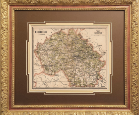 Карта 1896 года. Московская губерния, литография в обрамлении