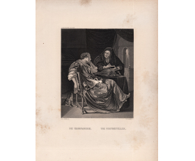 Старинная гравюра 1873 года. Гадалка