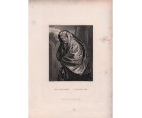 Девушка-венецианка, Италия - продажа антикварной гравюры 1873 года