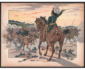 Отступление под Москвой в 1812 году, русские казаки, литография 1903 года