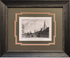 1838 год. Вид на Красную площадь и Кремль в Москве, в раме