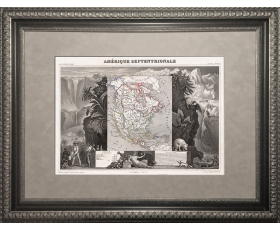 1854 год. Старинная карта-гравюра Северная Америка