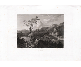 1818 год. Начало дня, сельский пейзаж, большая гравюра