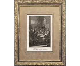 1759 год. Тайная вечеря, антикварная гравюра